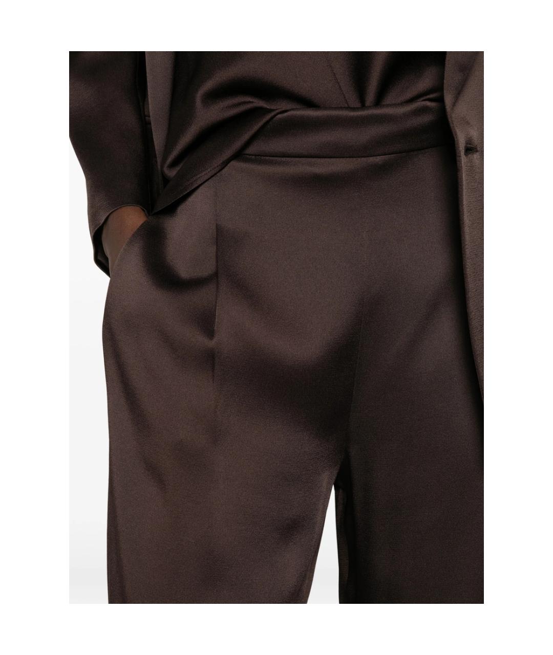 MAX MARA STUDIO Коричневые вискозные прямые брюки, фото 2