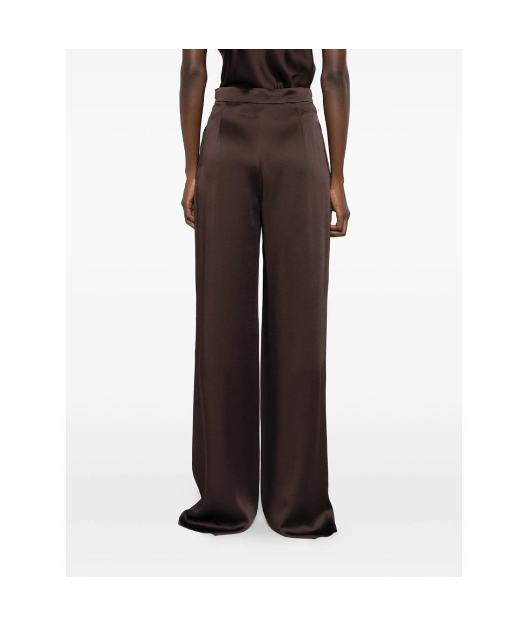 MAX MARA STUDIO Коричневые вискозные прямые брюки, фото 5