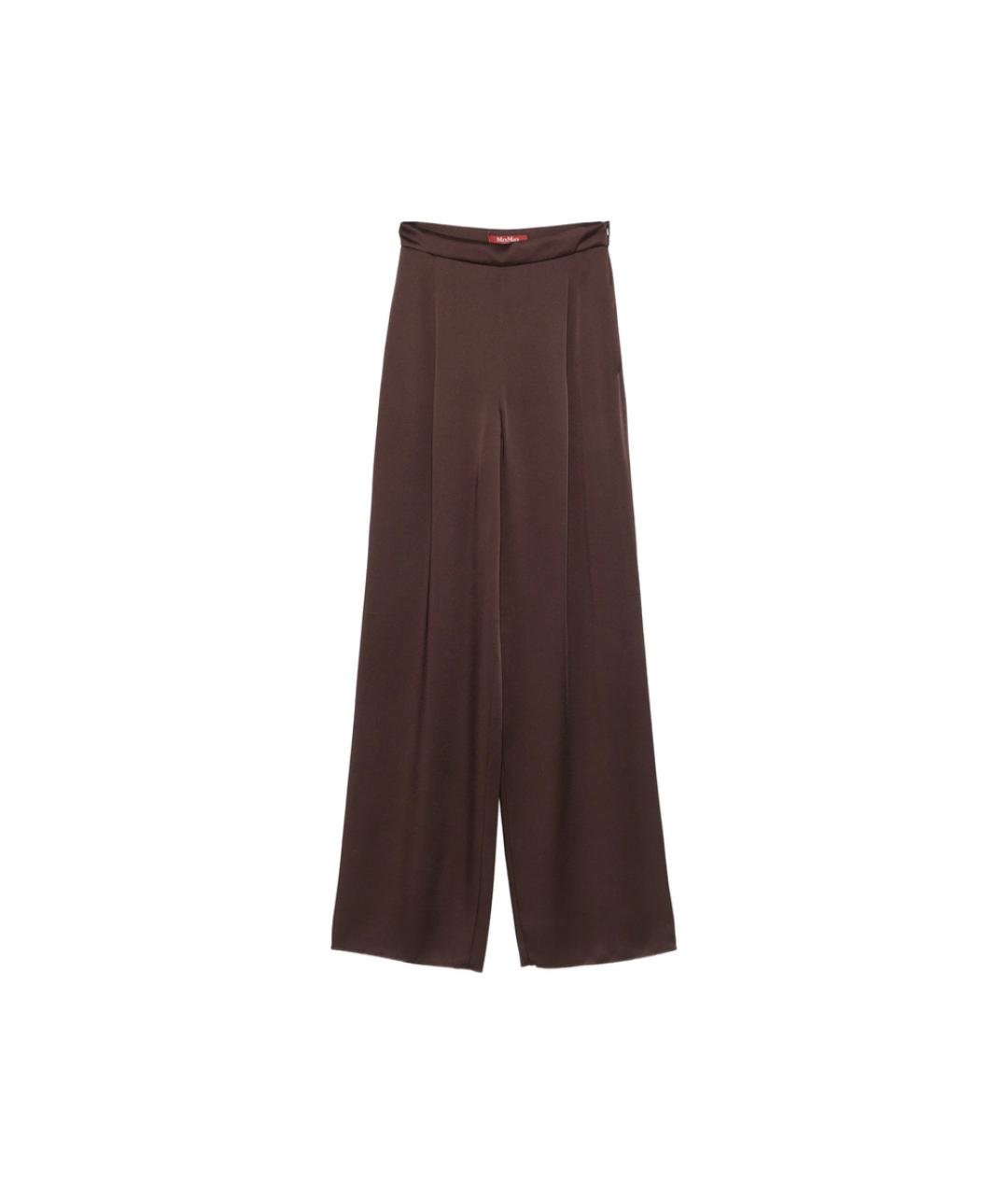MAX MARA STUDIO Коричневые вискозные прямые брюки, фото 1