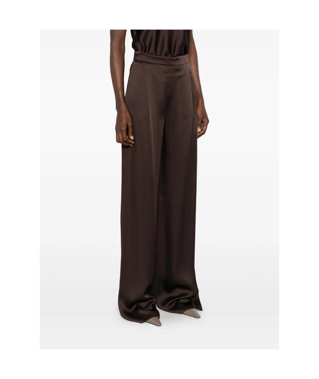 MAX MARA STUDIO Коричневые вискозные прямые брюки, фото 4