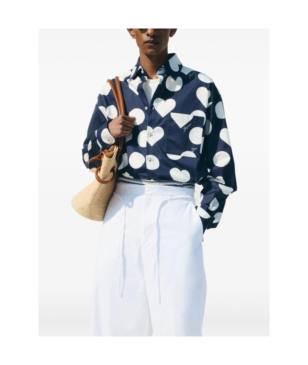 JACQUEMUS Синяя хлопковая кэжуал рубашка, фото 3