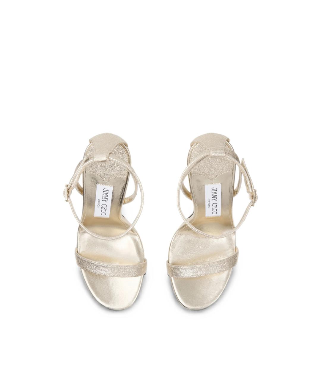 JIMMY CHOO Золотые кожаные босоножки, фото 2