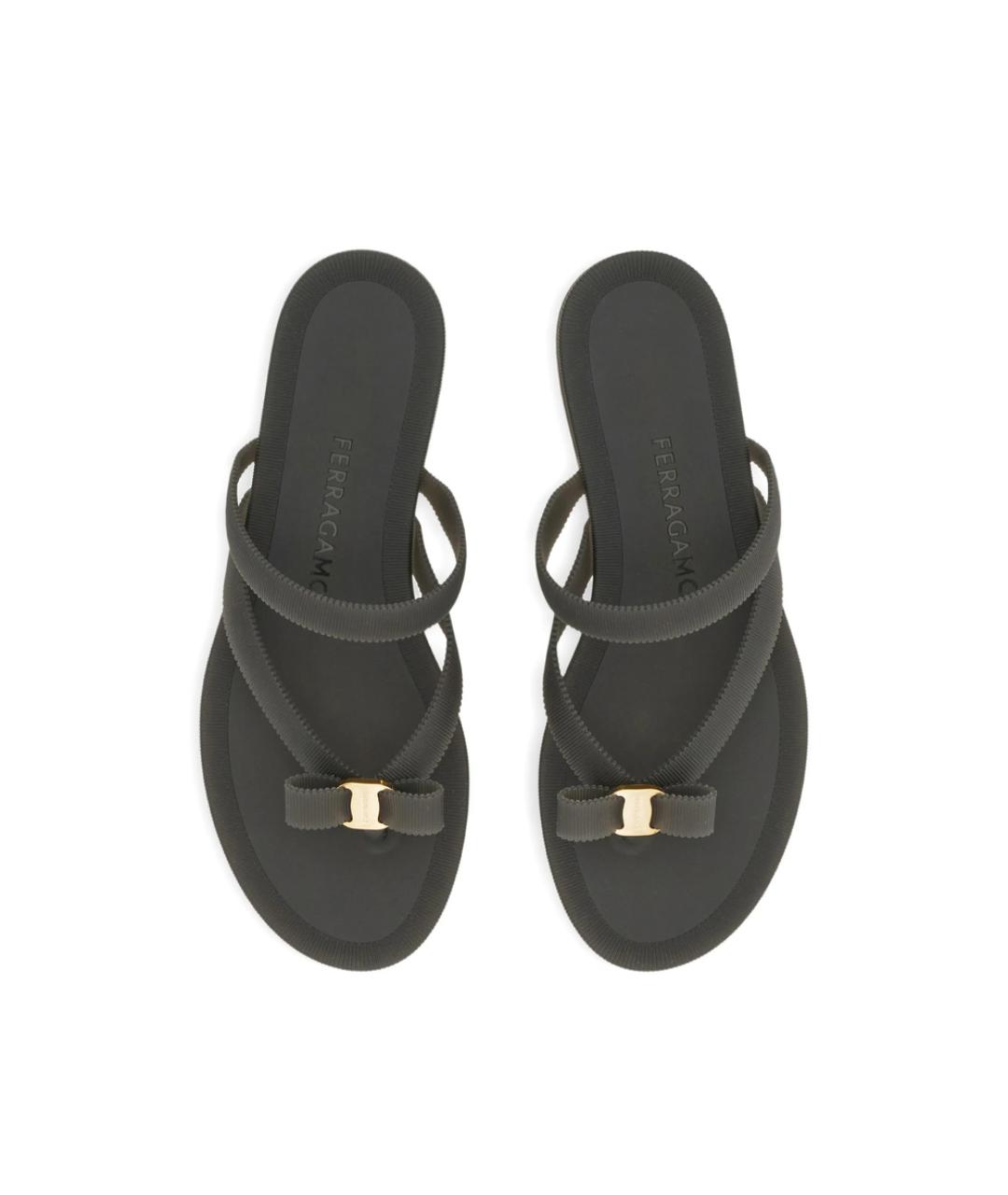 FERRAGAMO Черные резиновые шлепанцы, фото 3