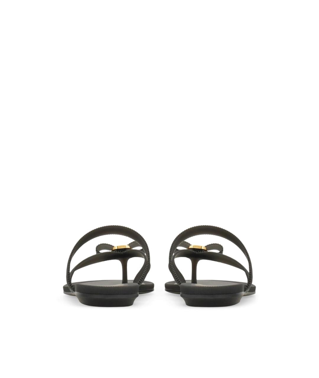 FERRAGAMO Черные резиновые шлепанцы, фото 4