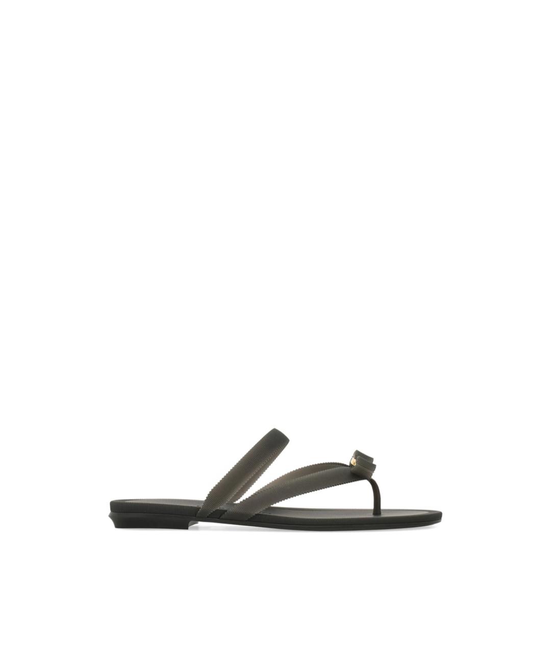 FERRAGAMO Черные резиновые шлепанцы, фото 1