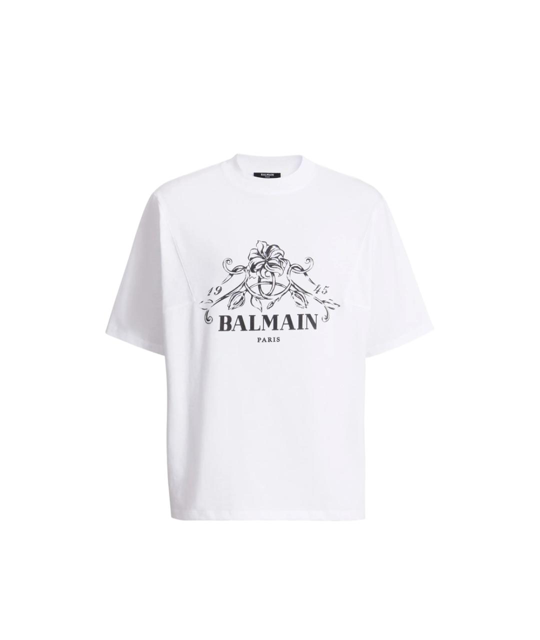 BALMAIN Белая хлопковая футболка, фото 1