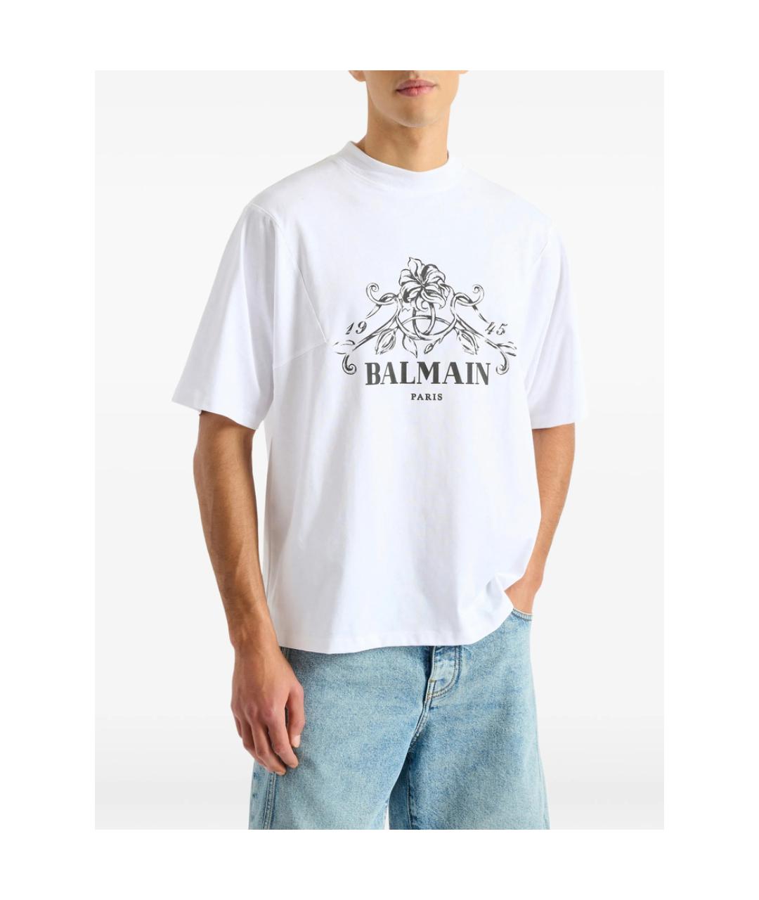 BALMAIN Белая хлопковая футболка, фото 4