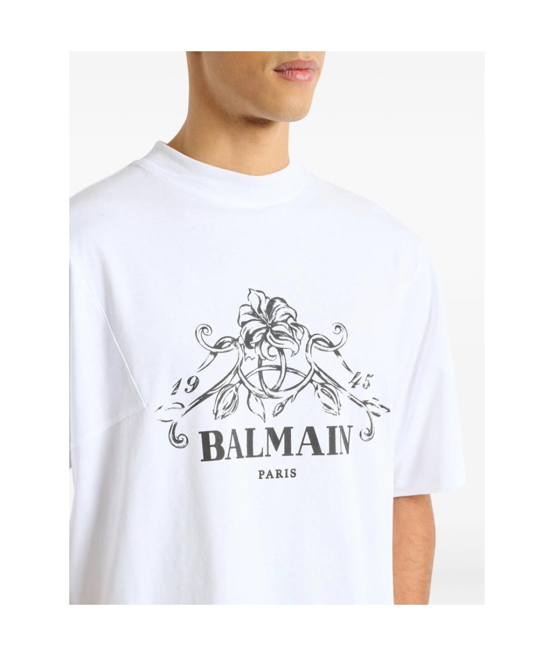 BALMAIN Белая хлопковая футболка, фото 3