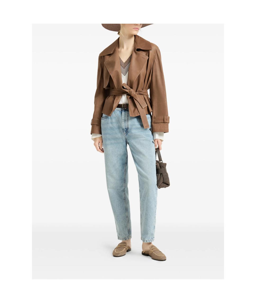 BRUNELLO CUCINELLI Голубые хлопковые джинсы слим, фото 3