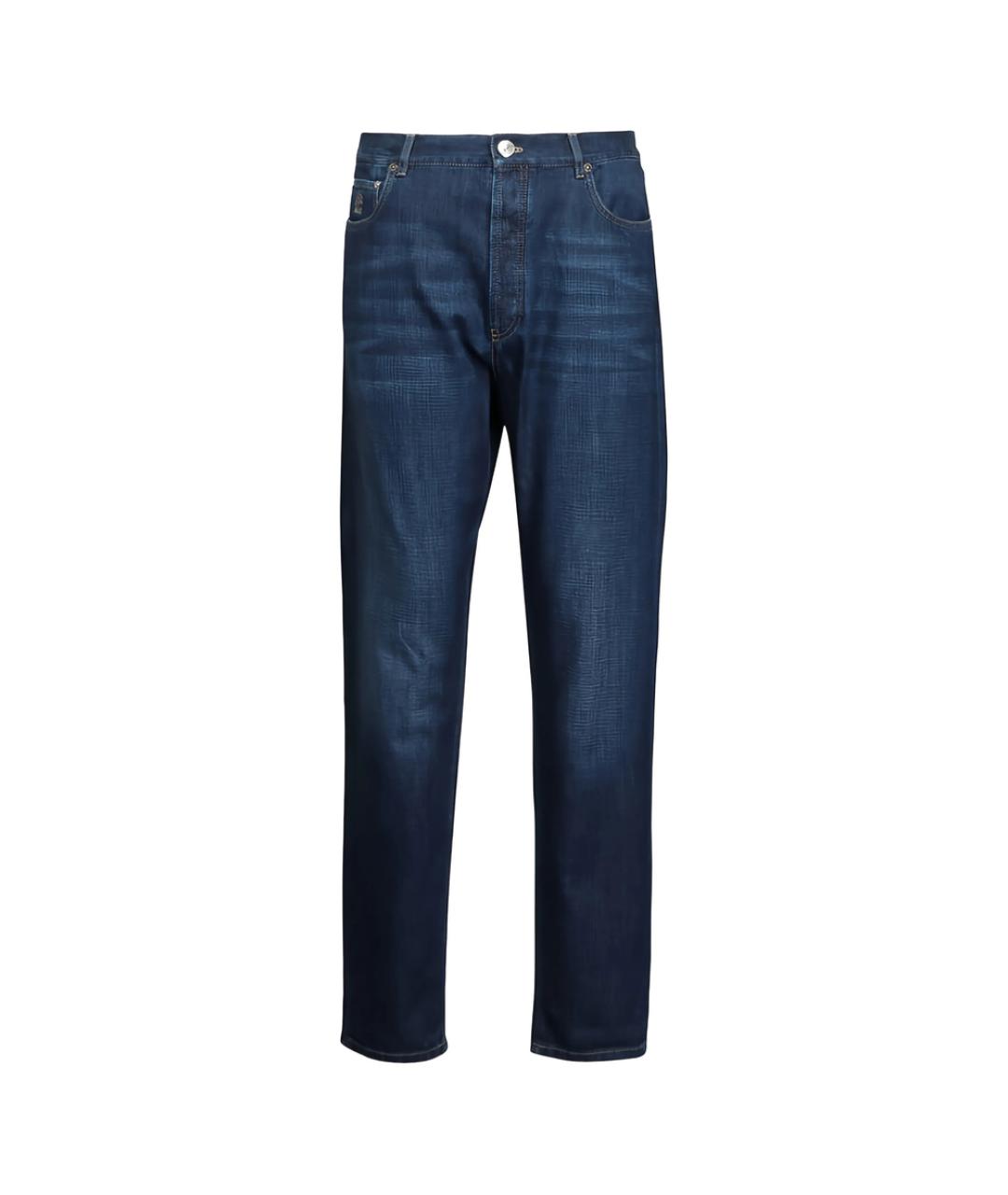 BRUNELLO CUCINELLI Синие хлопковые прямые джинсы, фото 1