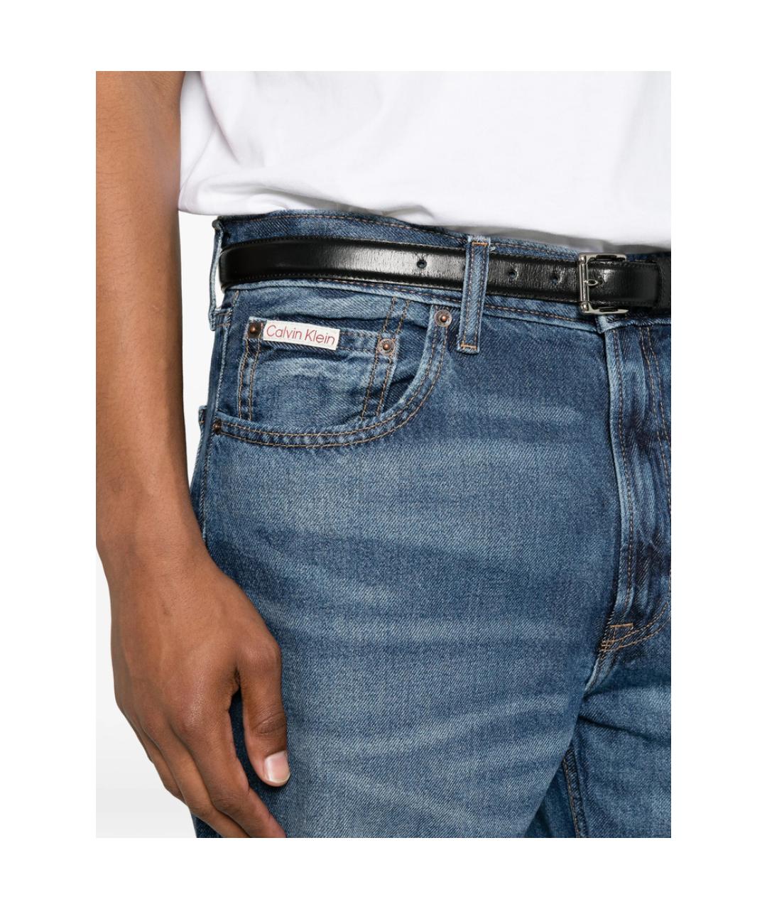 CALVIN KLEIN Синие хлопковые прямые джинсы, фото 4