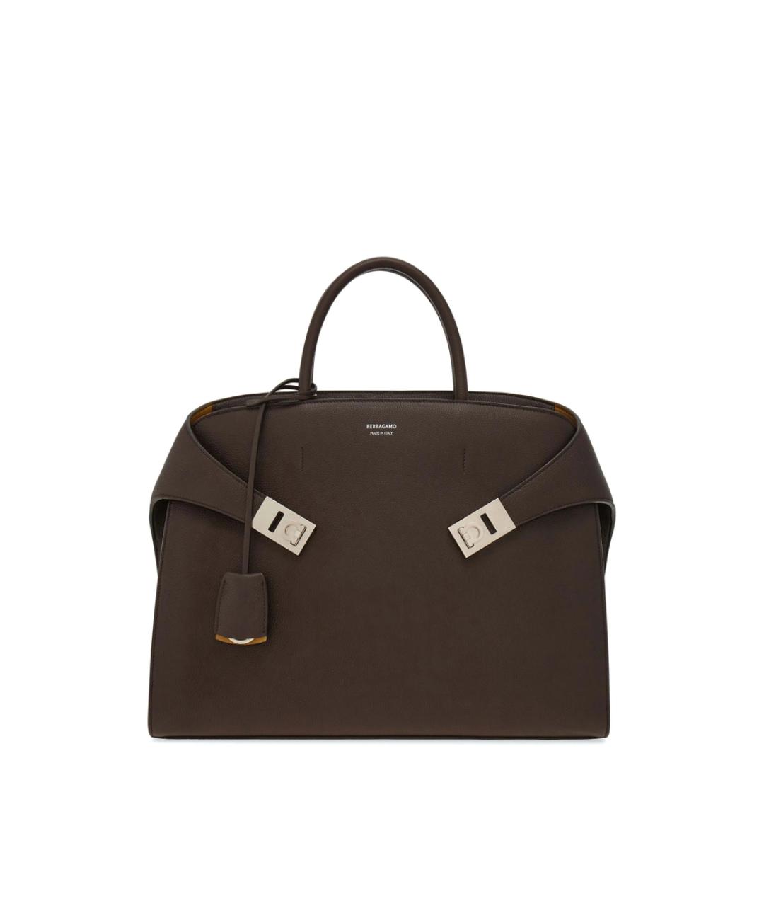 FERRAGAMO Коричневая кожаная сумка тоут, фото 1