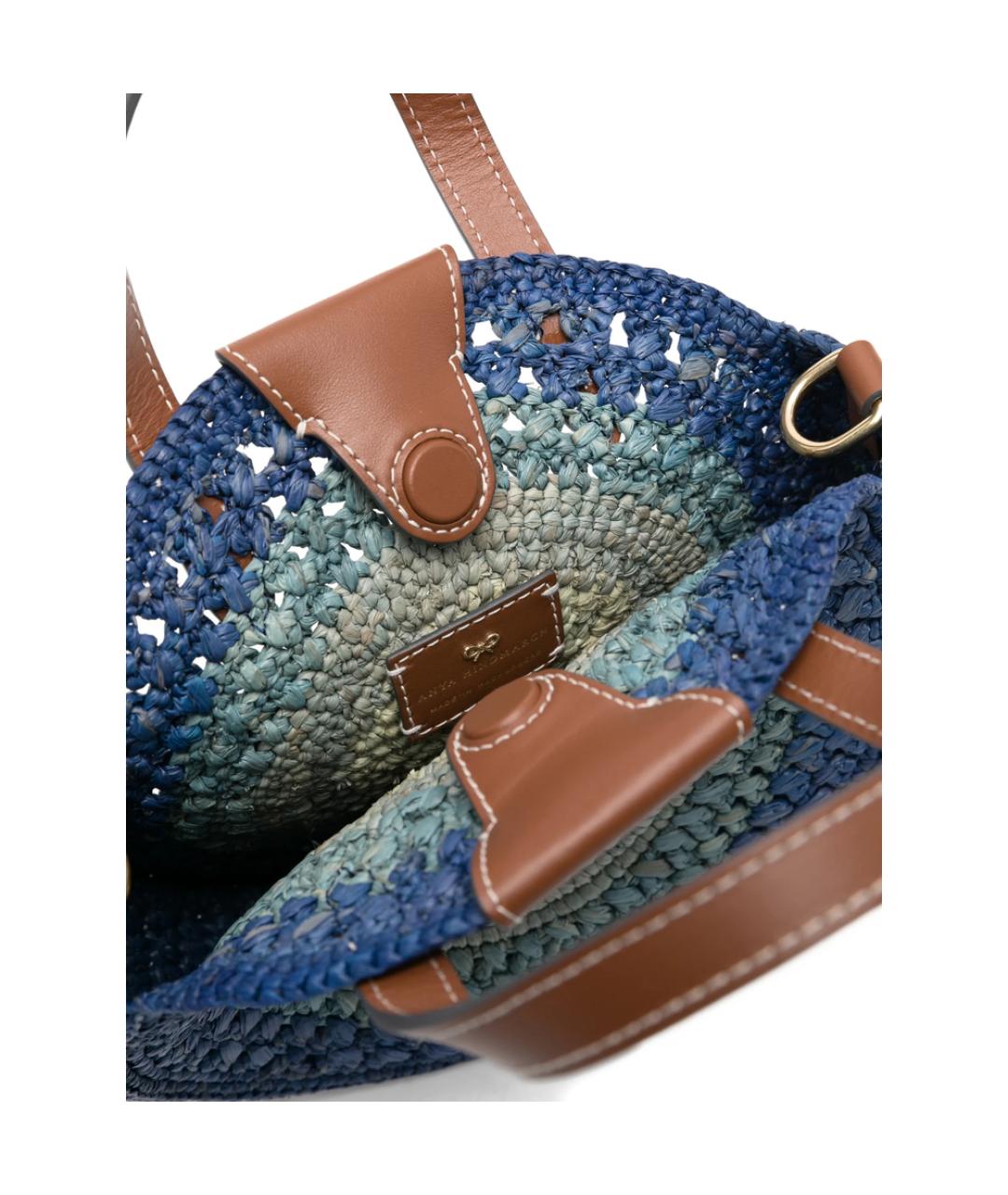 ANYA HINDMARCH Синяя кожаная сумка с короткими ручками, фото 3