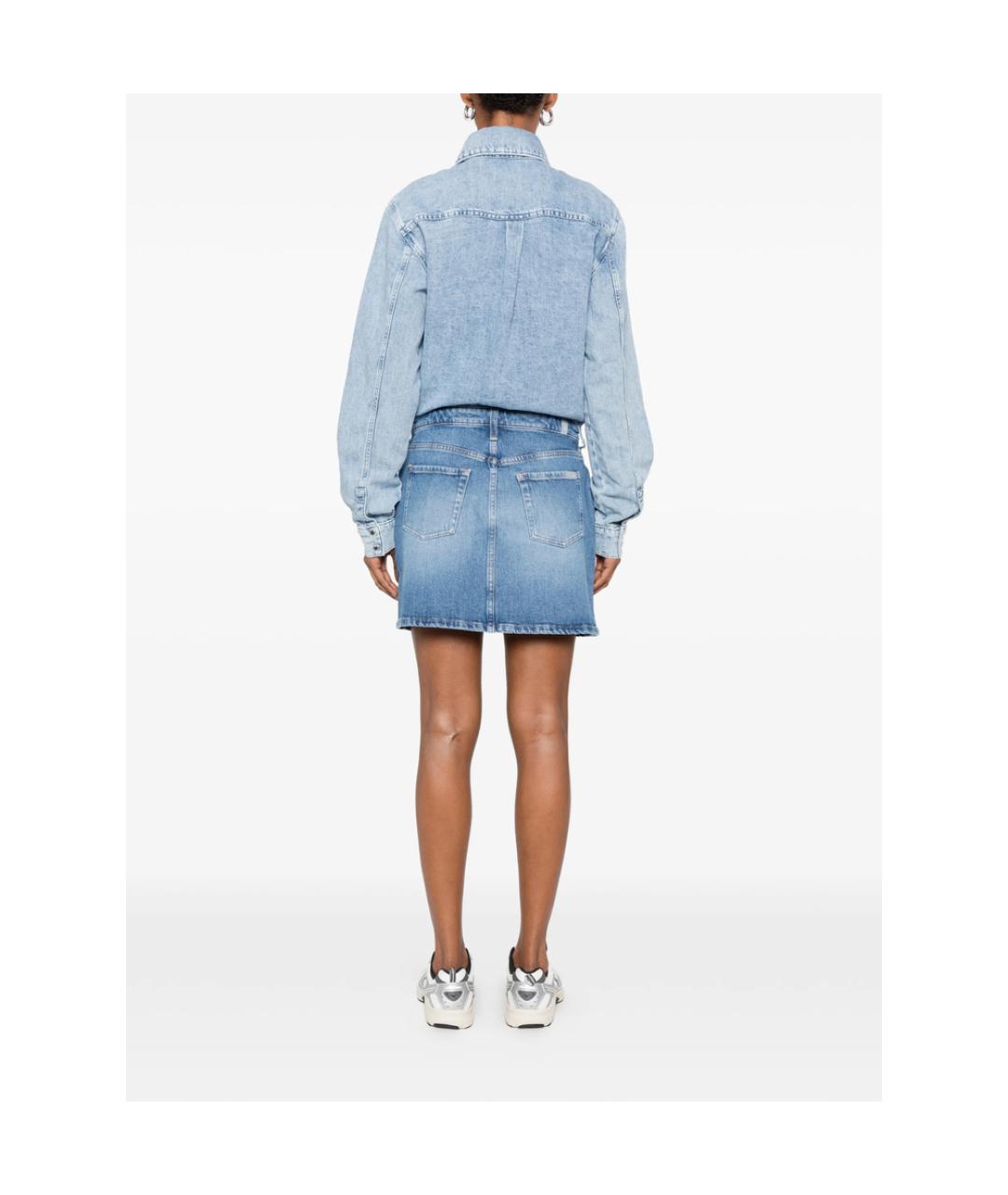 7 FOR ALL MANKIND Голубое хлопковое повседневное платье, фото 5