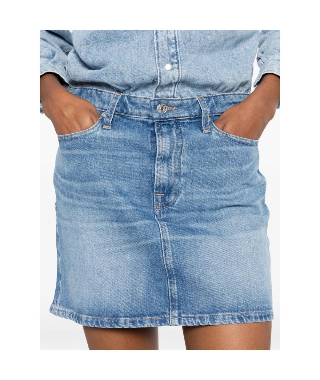 7 FOR ALL MANKIND Голубое хлопковое повседневное платье, фото 2