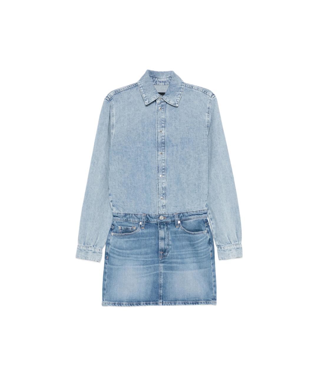 7 FOR ALL MANKIND Голубое хлопковое повседневное платье, фото 1