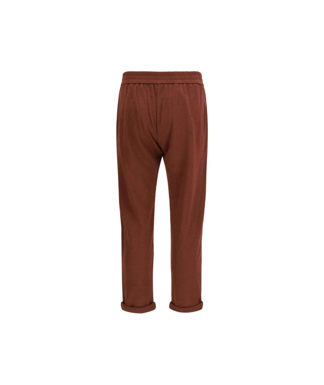 BRUNELLO CUCINELLI Коричневые хлопковые спортивные брюки и шорты, фото 3