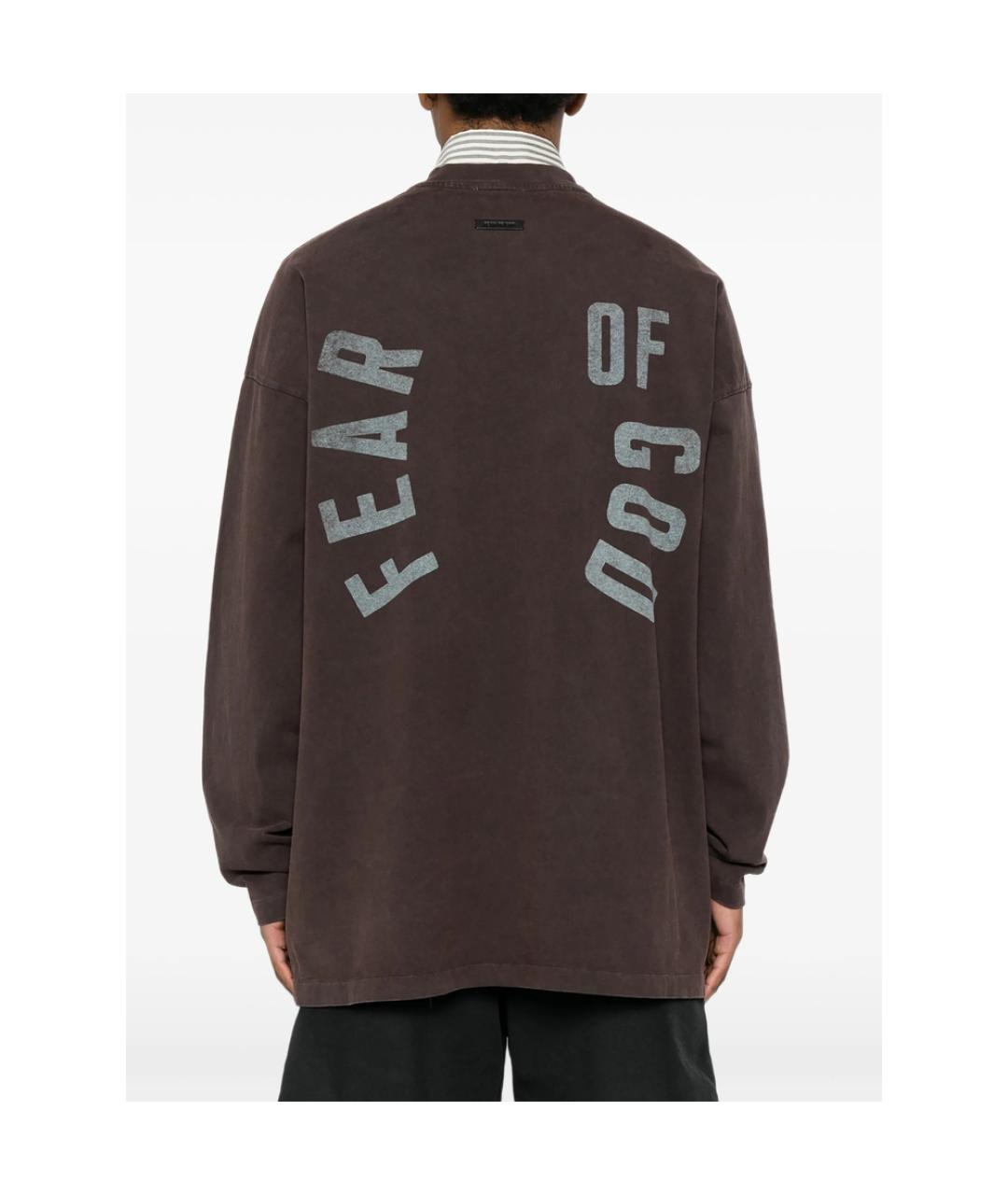 FEAR OF GOD Коричневая хлопковая футболка, фото 5