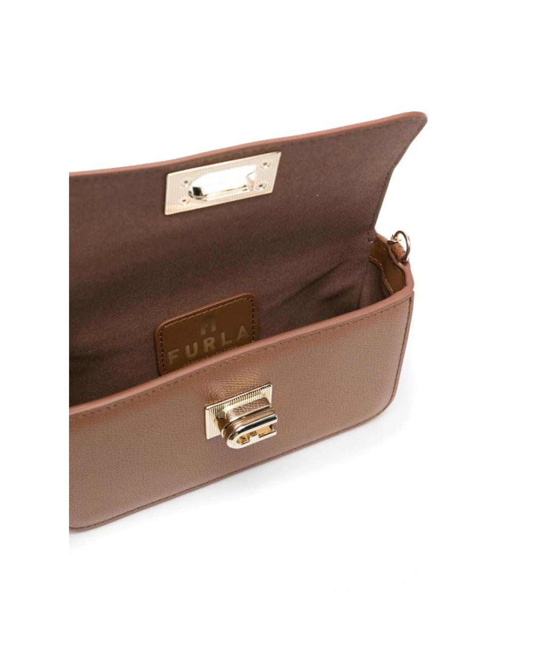 FURLA Коричневая кожаная сумка через плечо, фото 3