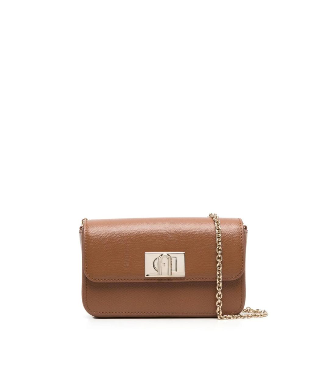 FURLA Коричневая кожаная сумка через плечо, фото 1