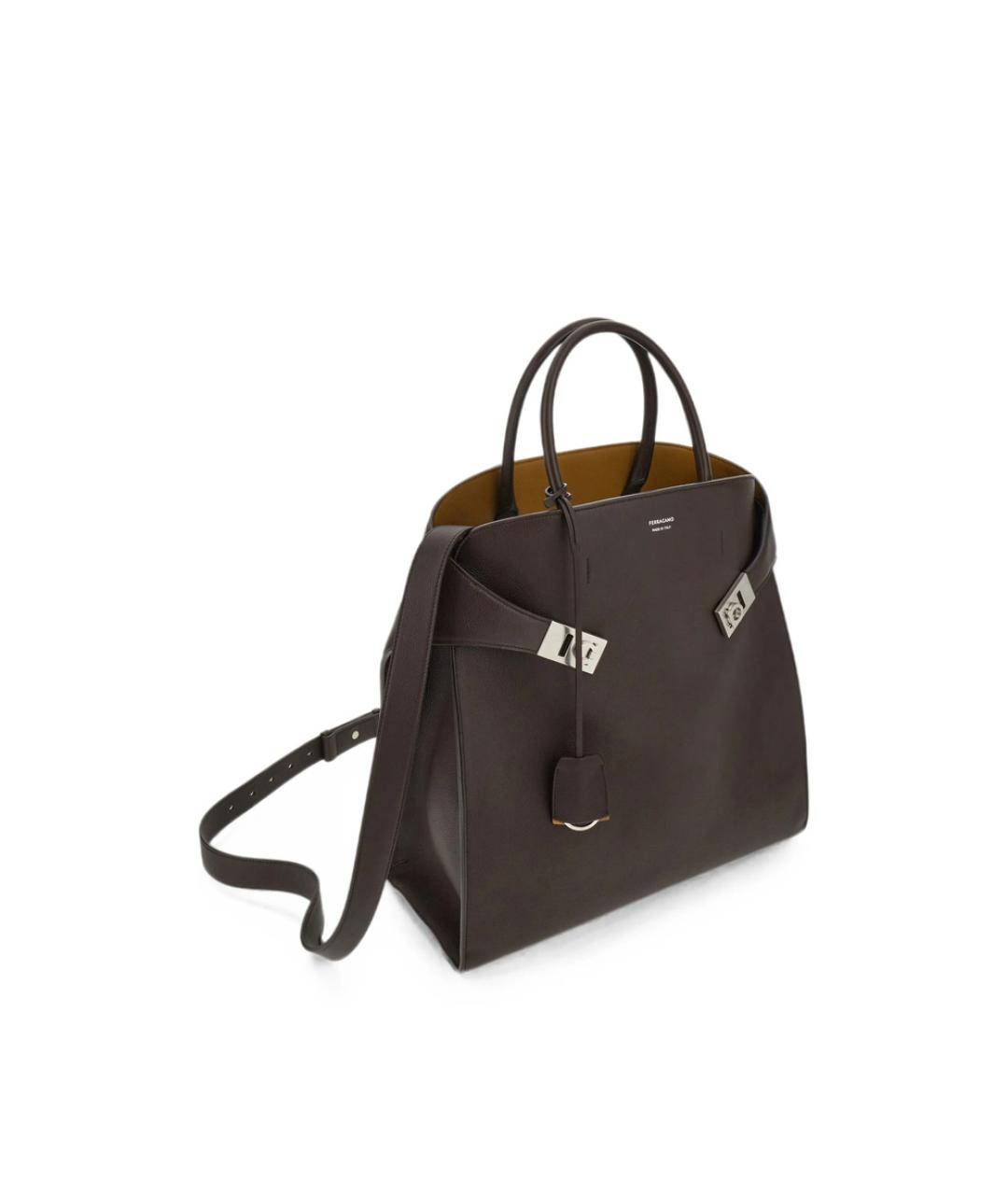 FERRAGAMO Коричневая кожаная сумка тоут, фото 6
