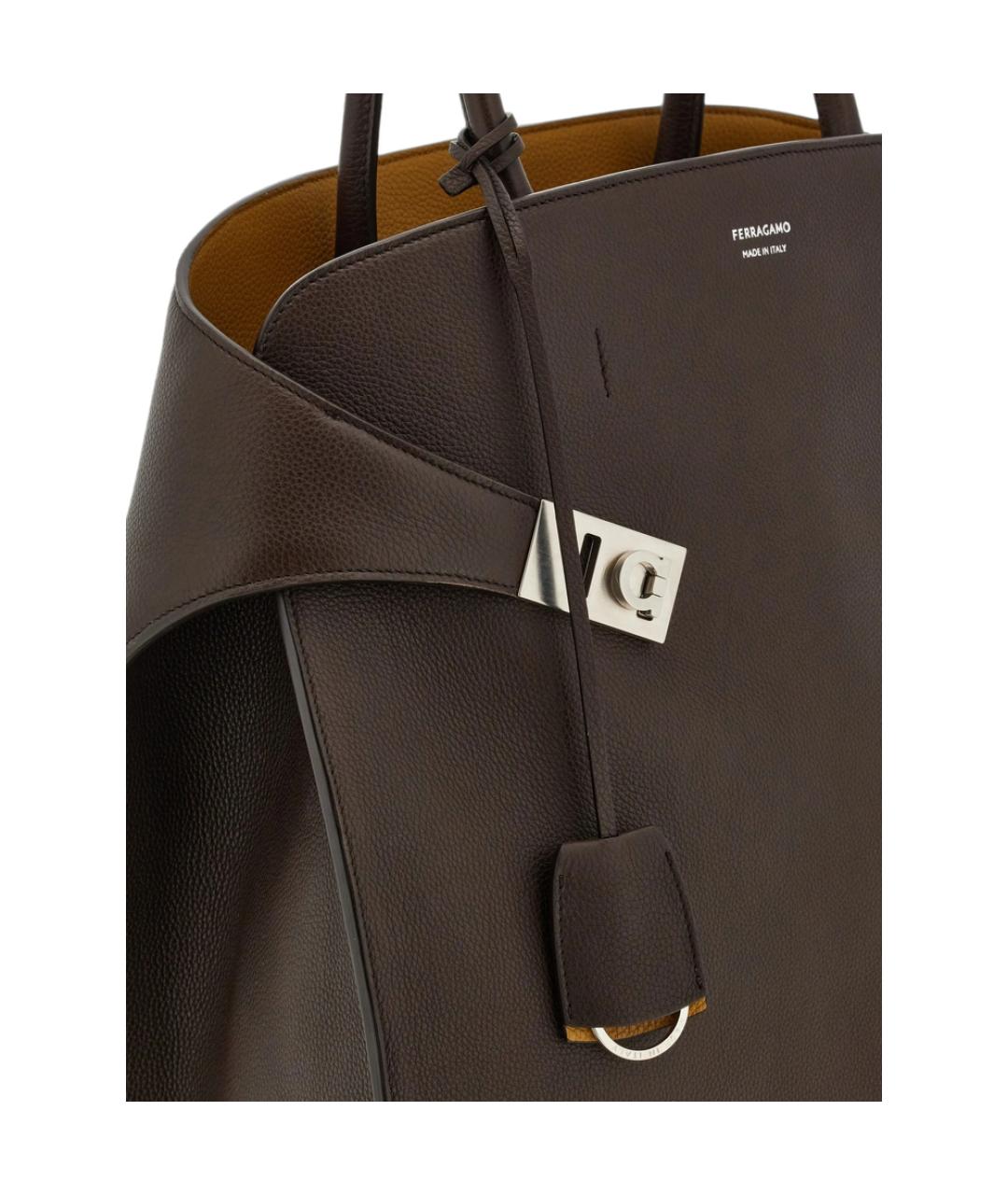 FERRAGAMO Коричневая кожаная сумка тоут, фото 5