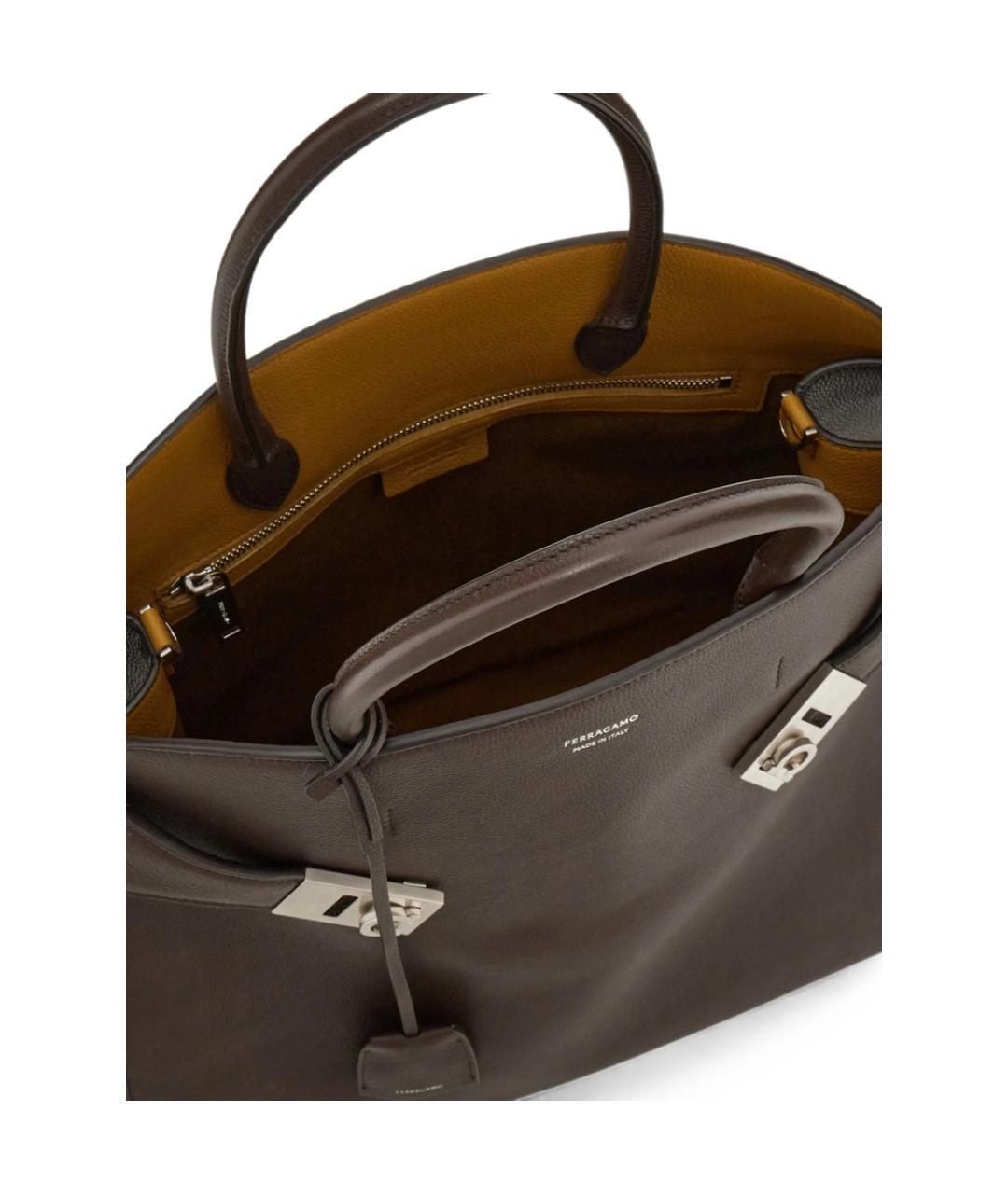 FERRAGAMO Коричневая кожаная сумка тоут, фото 3