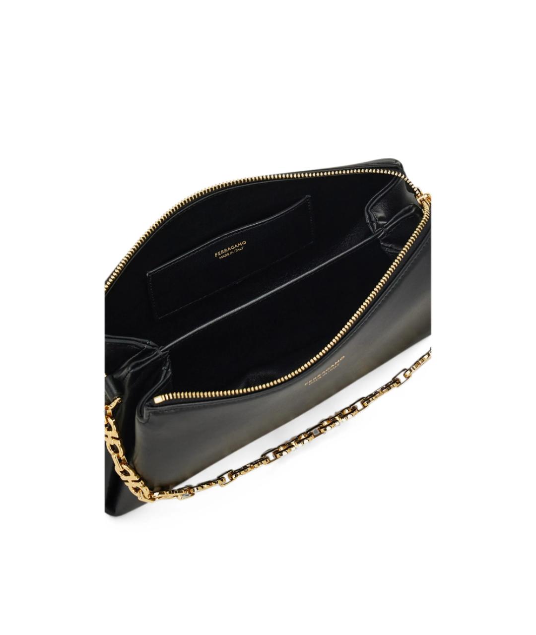 FERRAGAMO Черная кожаная сумка через плечо, фото 4