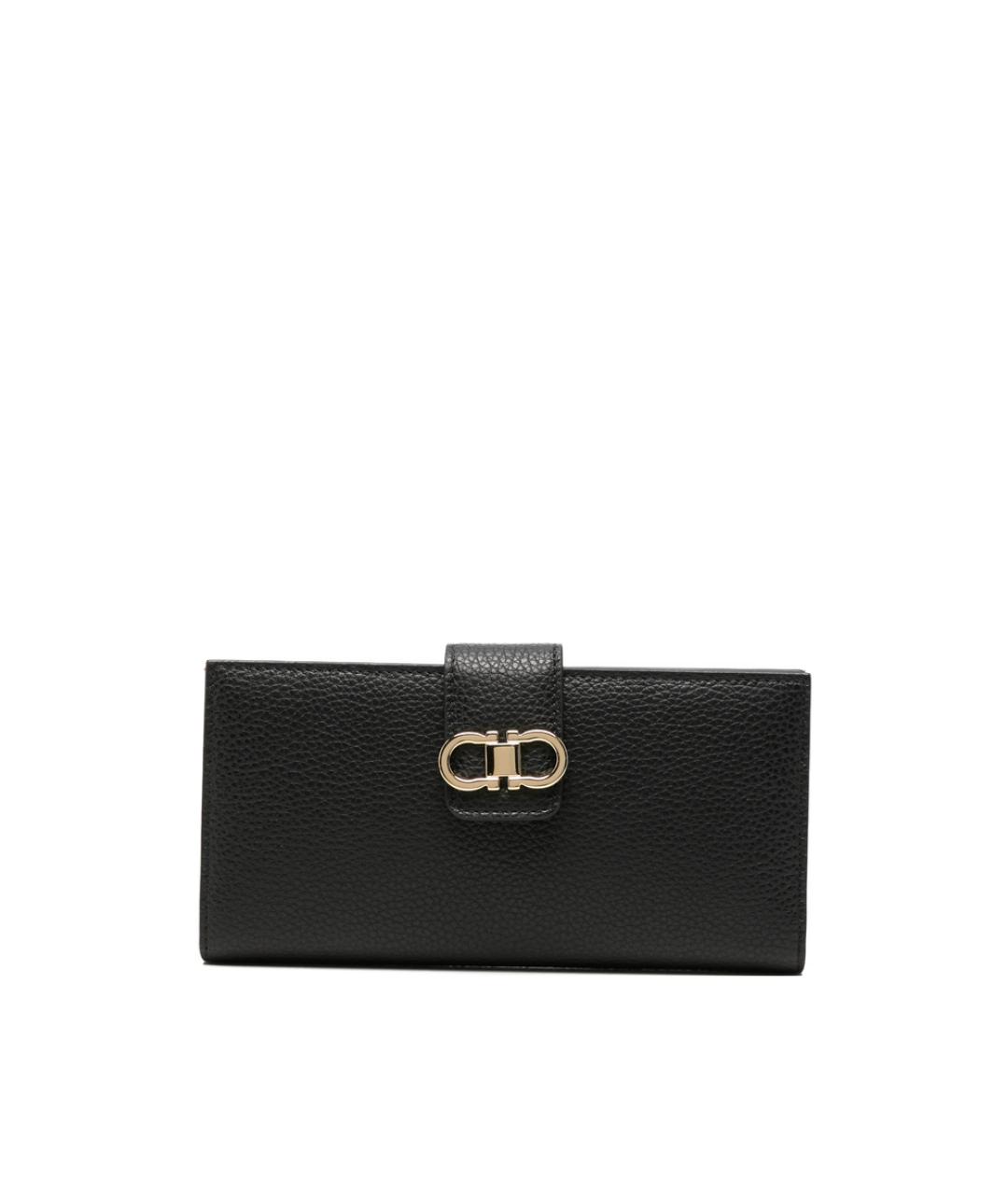 FERRAGAMO Черный кожаный кошелек, фото 1
