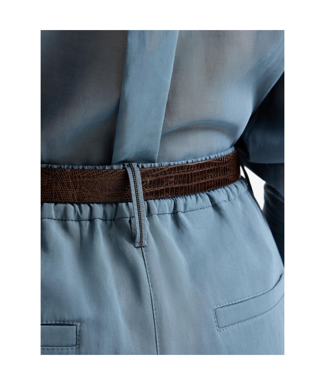 BRUNELLO CUCINELLI Голубые хлопковые брюки широкие, фото 5