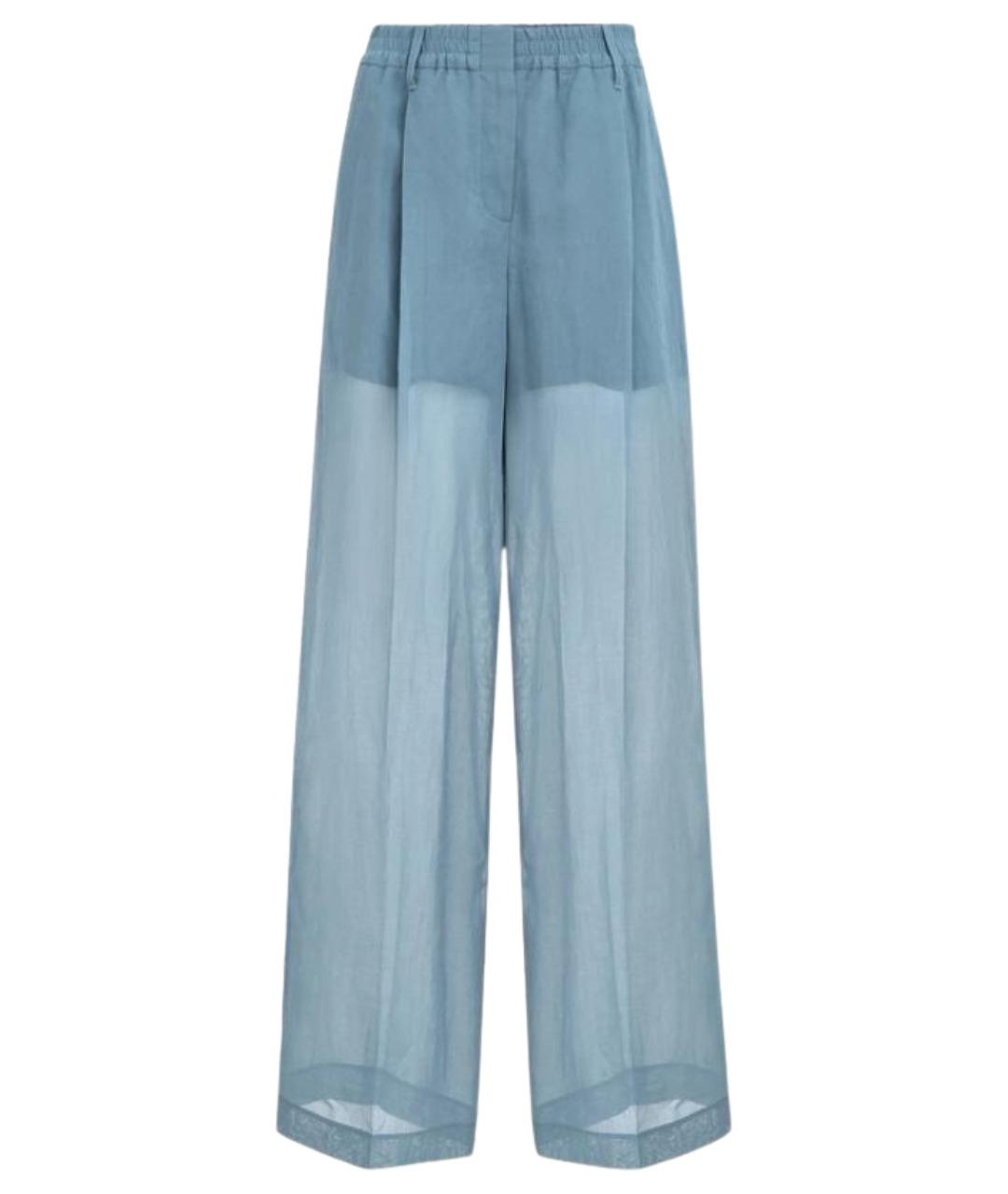 BRUNELLO CUCINELLI Голубые хлопковые брюки широкие, фото 1