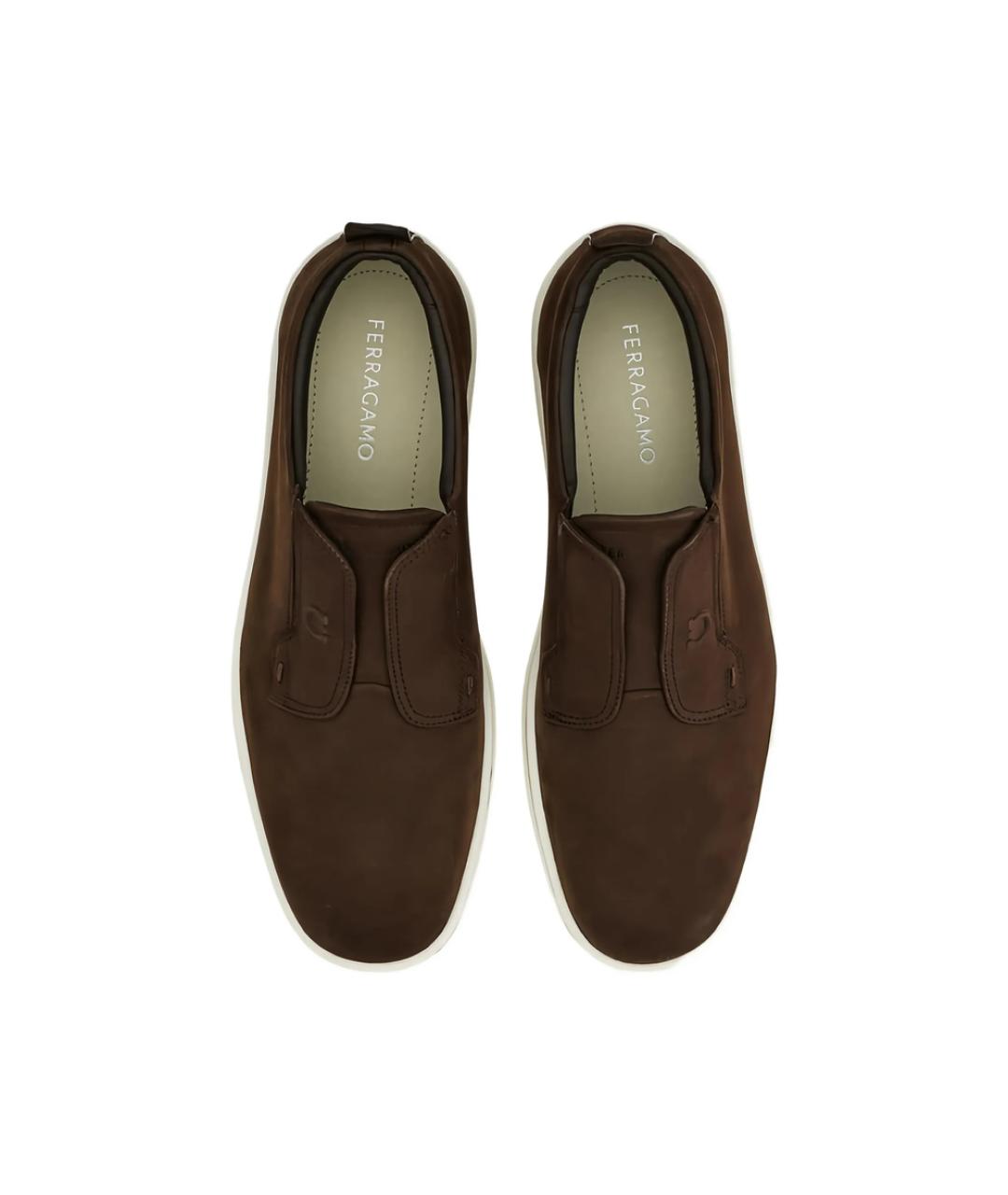 FERRAGAMO Коричневые кожаные слипоны, фото 2
