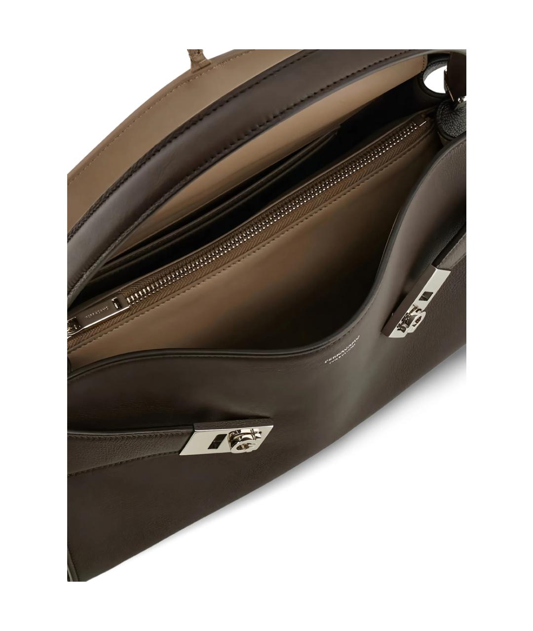FERRAGAMO Коричневая кожаная сумка через плечо, фото 5