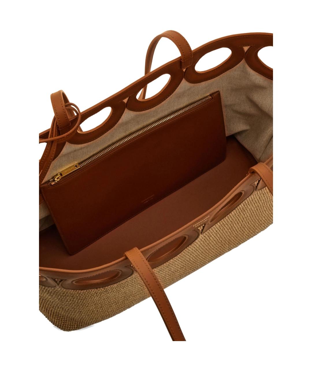 FERRAGAMO Бежевая кожаная сумка тоут, фото 2