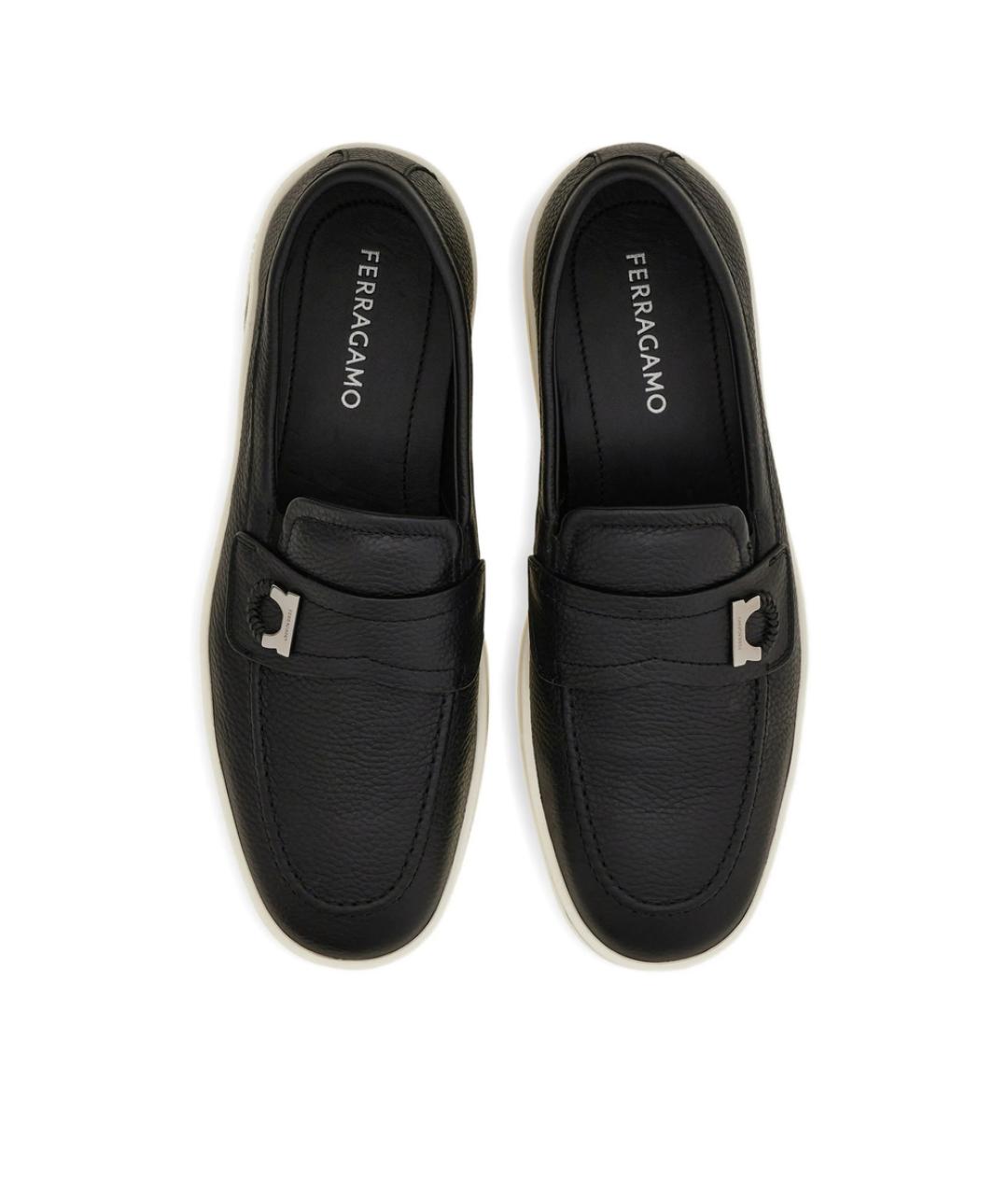 FERRAGAMO Черные кожаные лоферы, фото 2