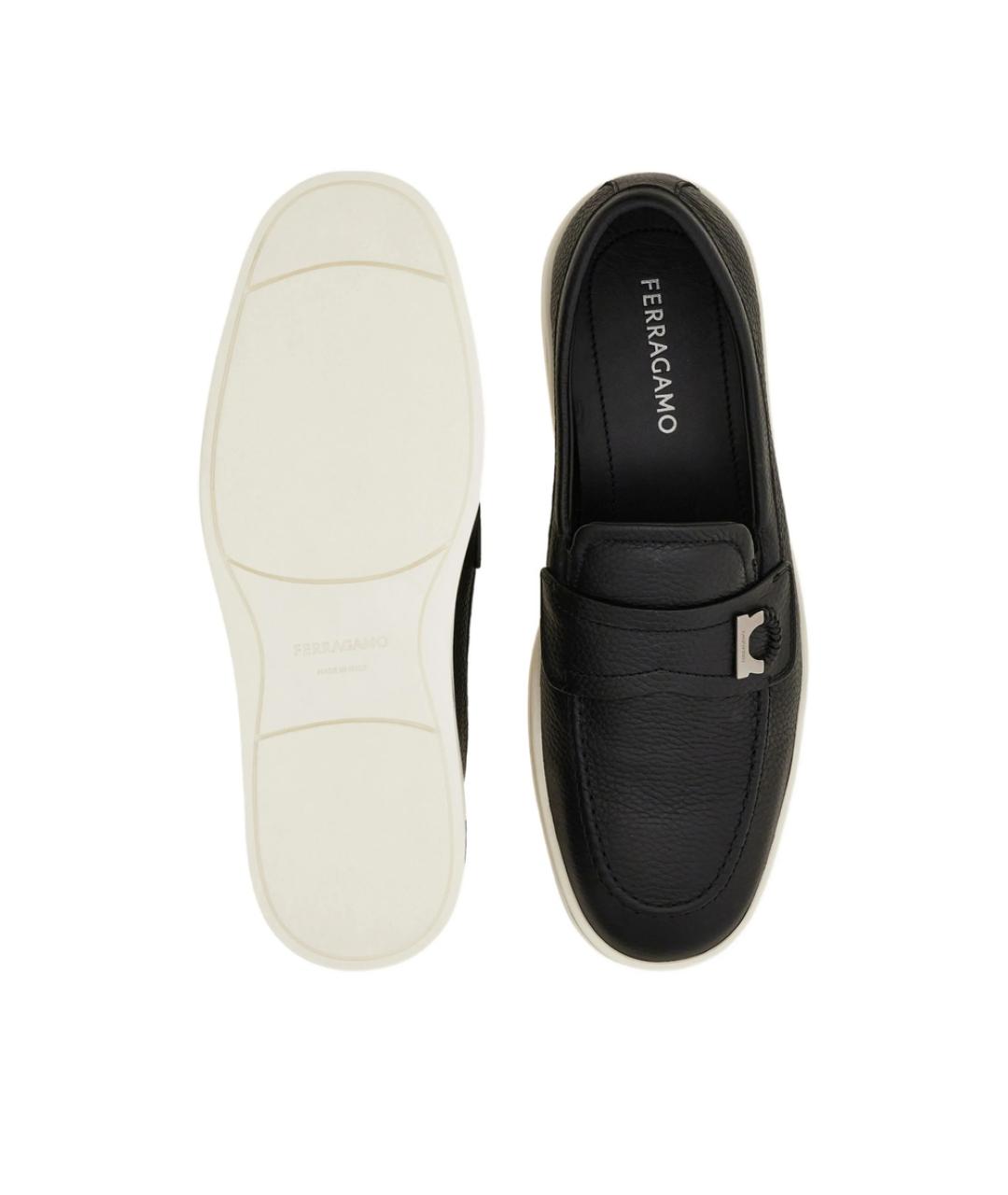 FERRAGAMO Черные кожаные лоферы, фото 4