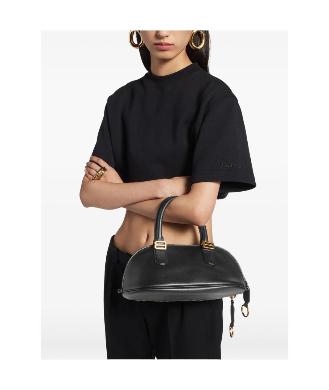 BALENCIAGA Черная кожаная сумка тоут, фото 3
