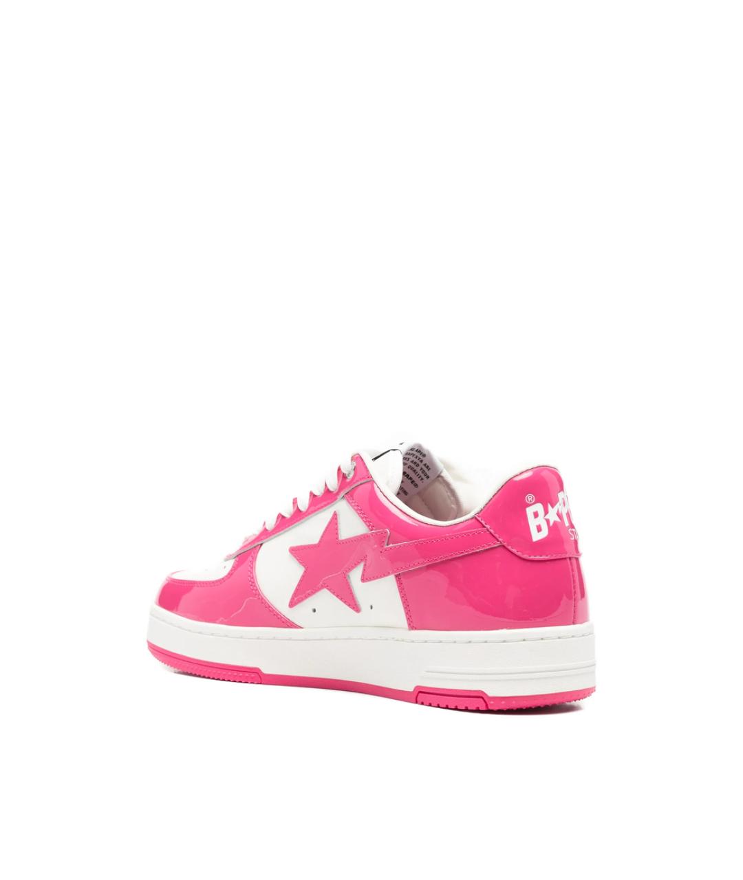 A BATHING APE Розовые кожаные низкие кроссовки / кеды, фото 4
