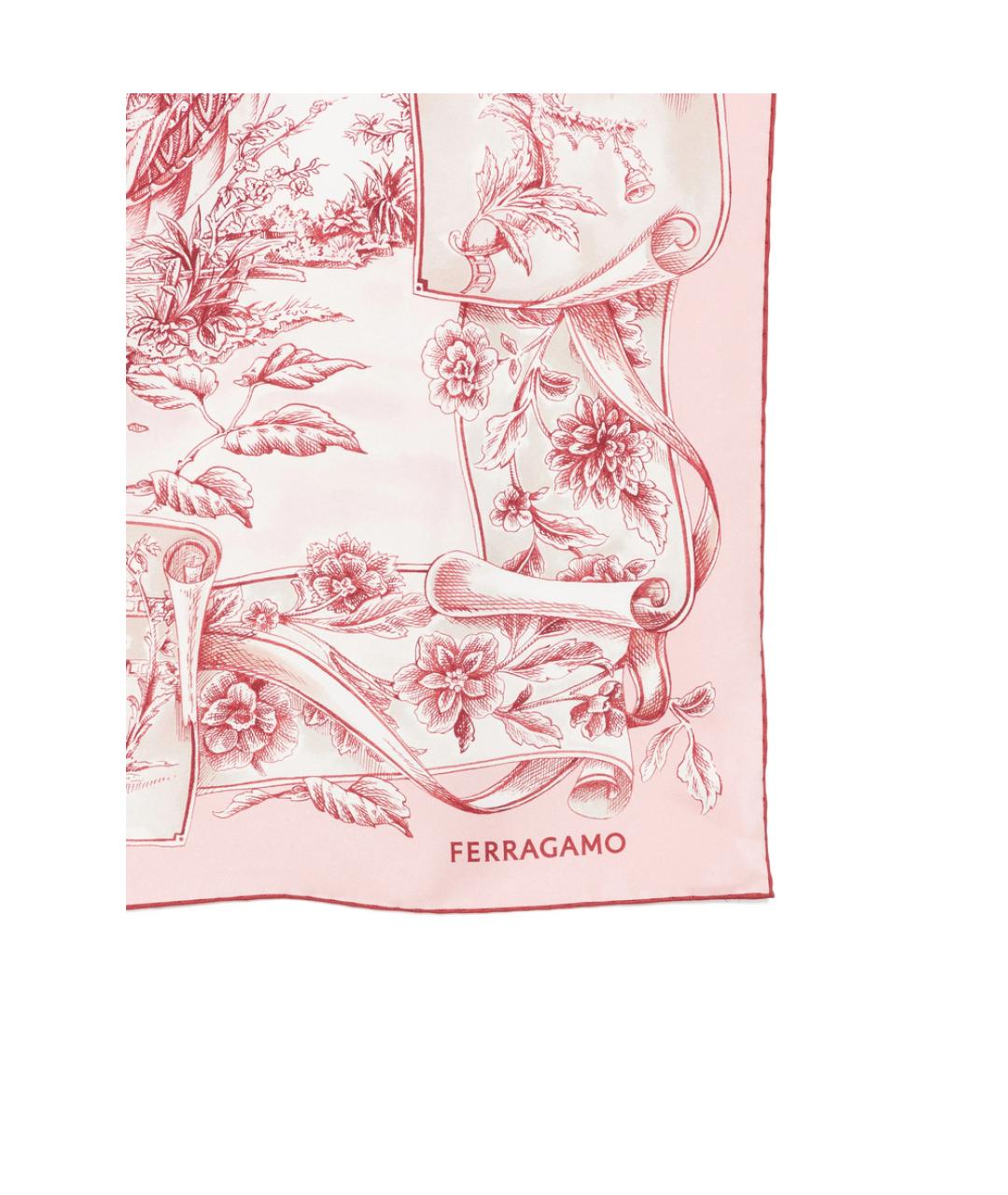 FERRAGAMO Розовый шелковый шарф, фото 3