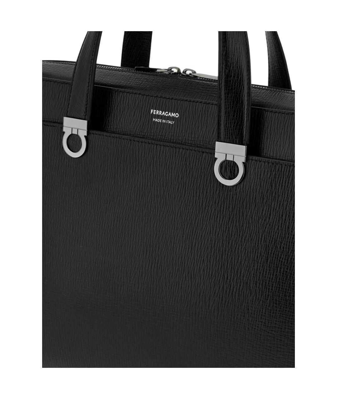 FERRAGAMO Черный кожаный портфель, фото 4