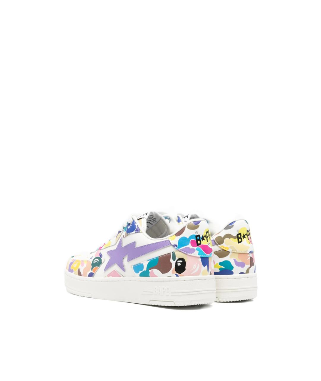 A BATHING APE Белые кожаные низкие кроссовки / кеды, фото 3