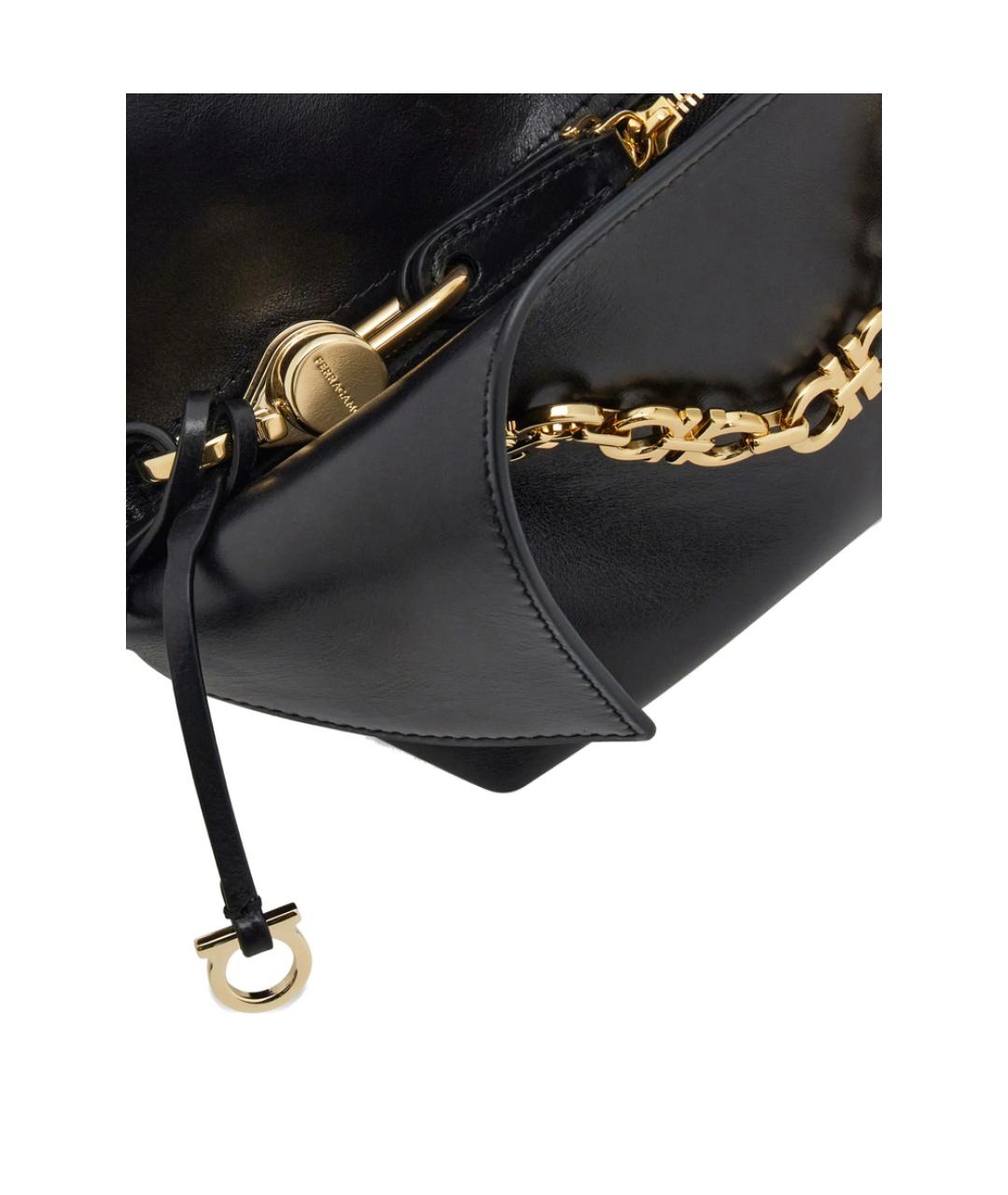 FERRAGAMO Черная кожаная сумка через плечо, фото 4