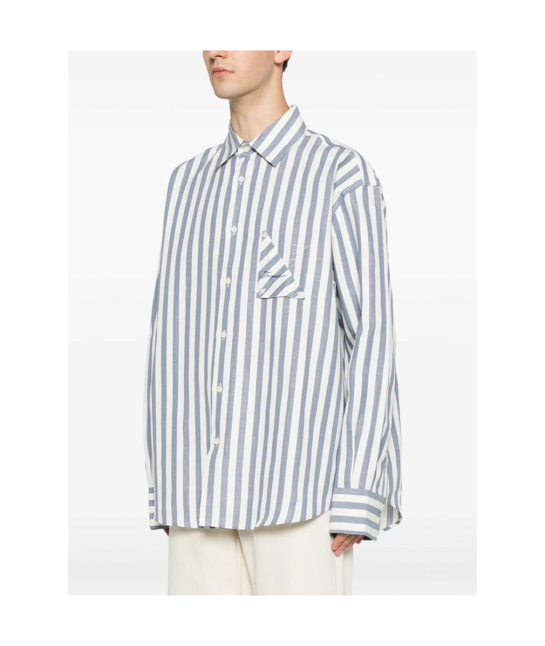 JACQUEMUS Синяя хлопковая классическая рубашка, фото 3