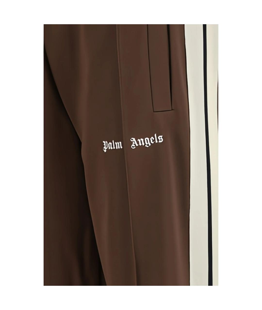 PALM ANGELS Коричневые полиэстеровые повседневные брюки, фото 6