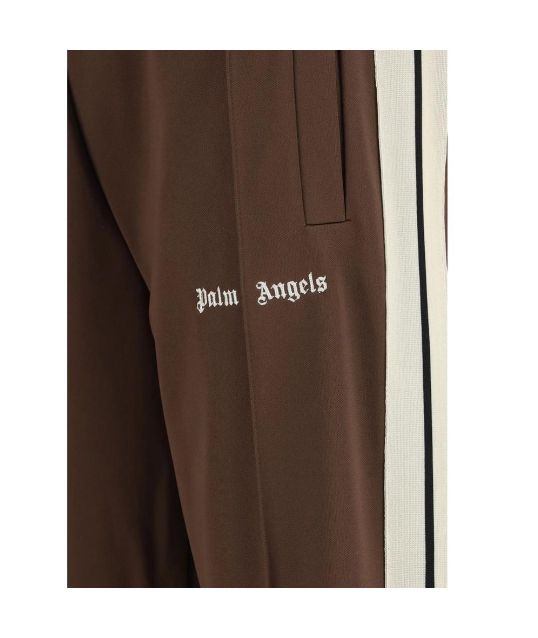 PALM ANGELS Коричневые полиэстеровые повседневные брюки, фото 5