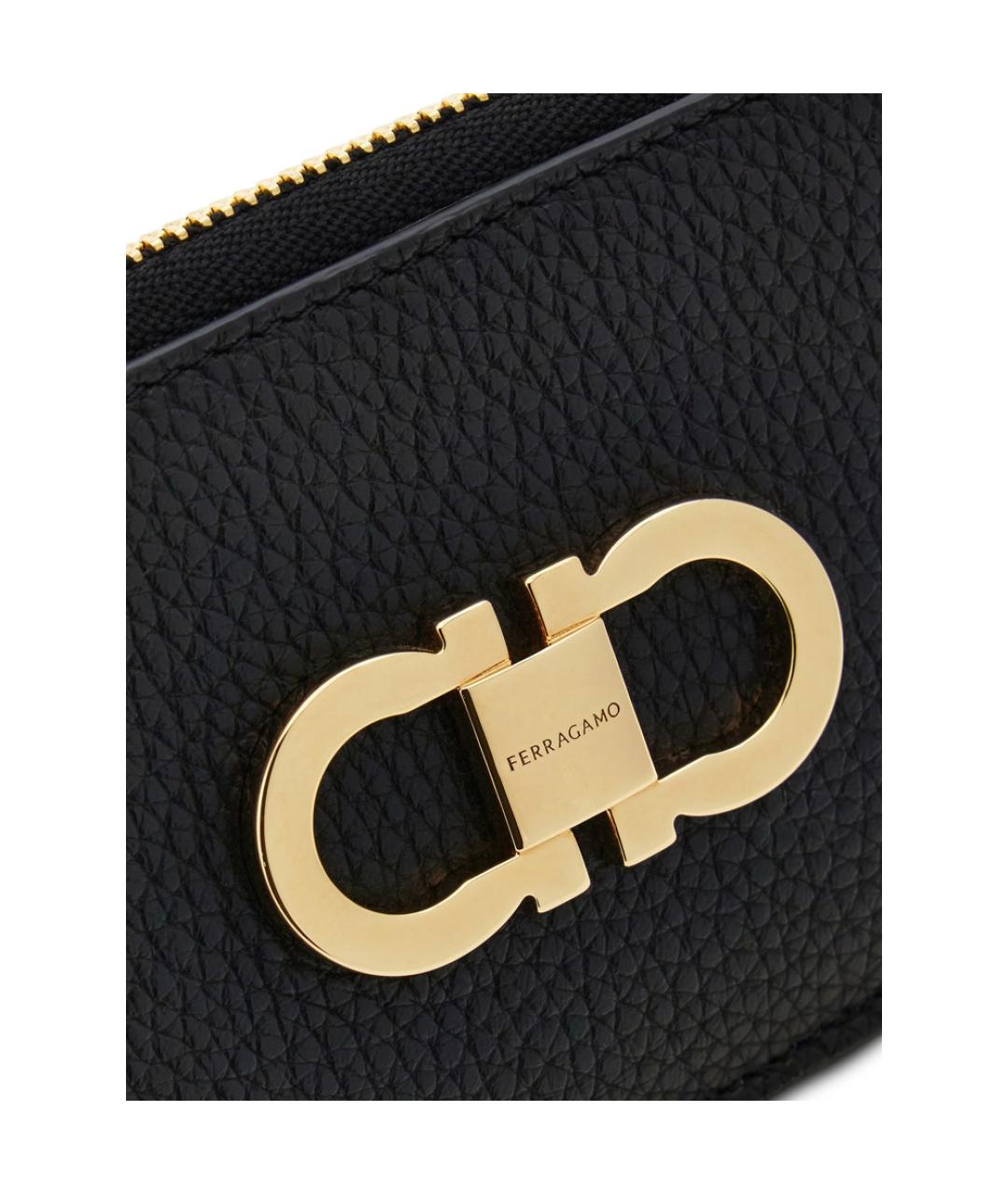 FERRAGAMO Черный кожаный кошелек, фото 4