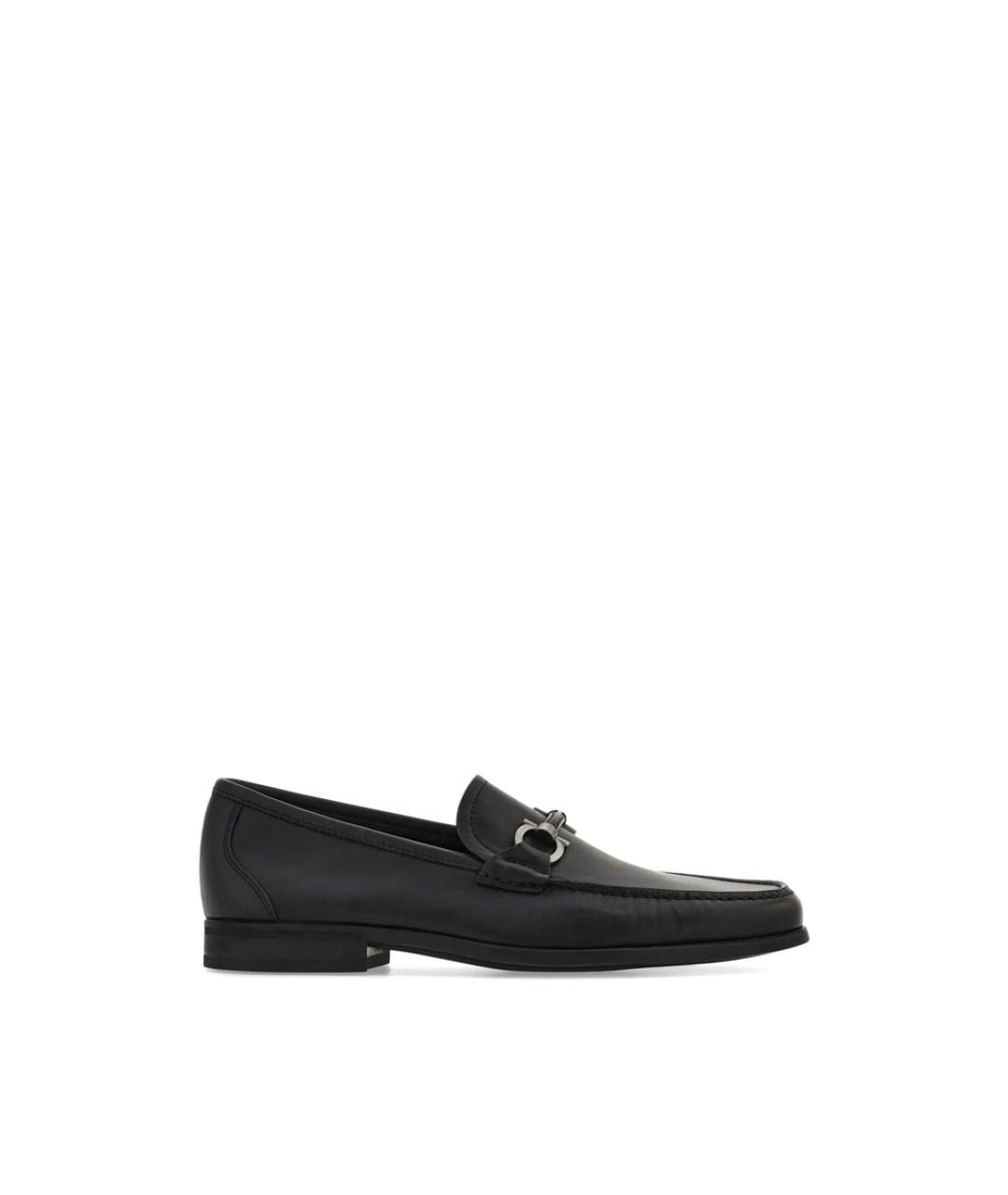 FERRAGAMO Черные кожаные лоферы, фото 6