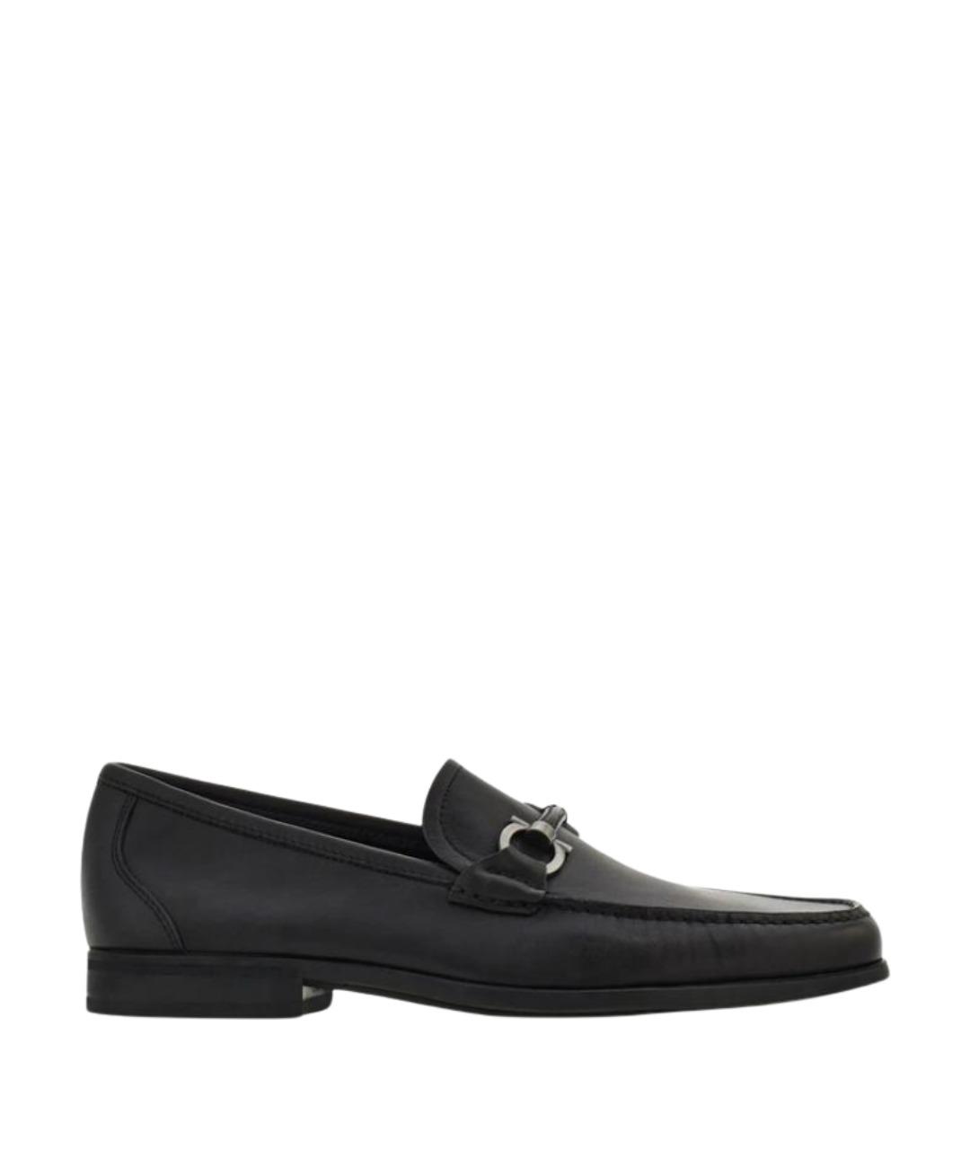 FERRAGAMO Черные кожаные лоферы, фото 1