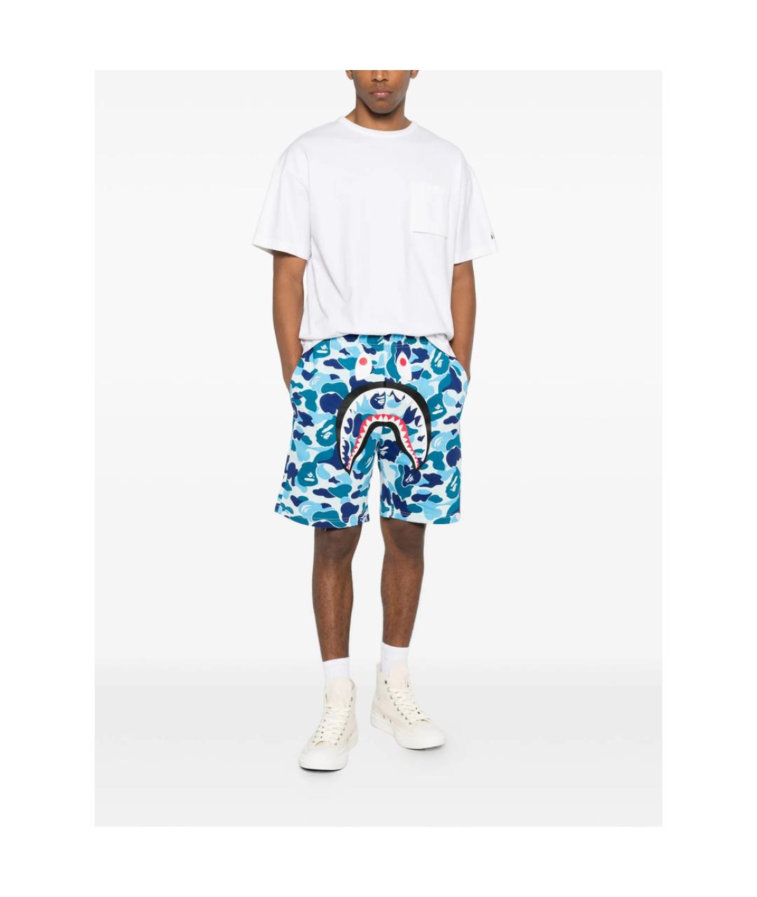 A BATHING APE Синие хлопковые шорты, фото 3