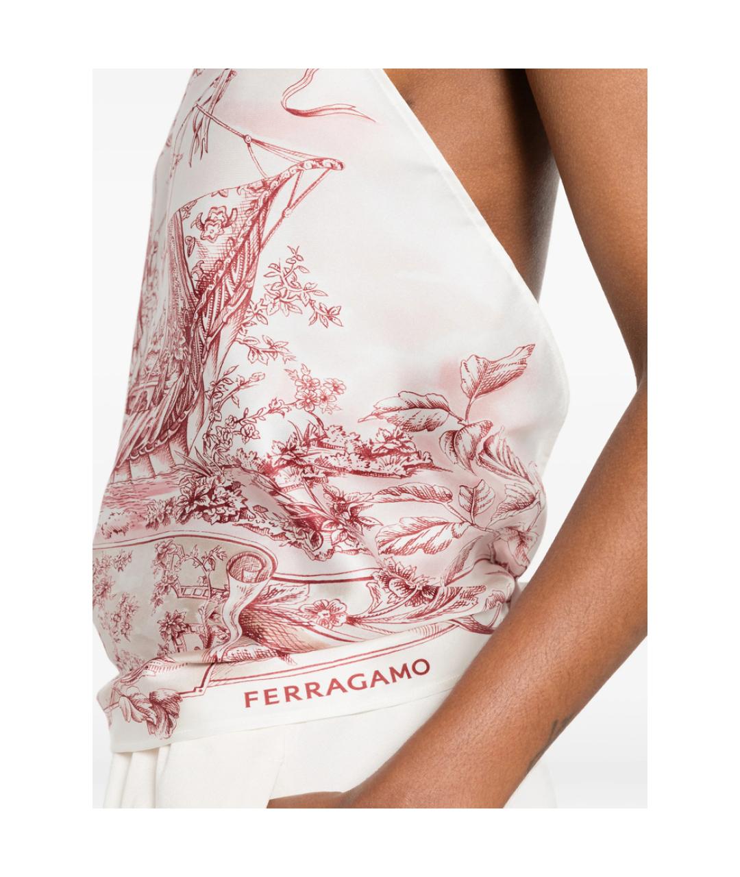 FERRAGAMO Белая шелковая блузы, фото 3